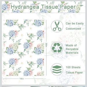 Tissue paper. Hydrangea design. 10 sheets